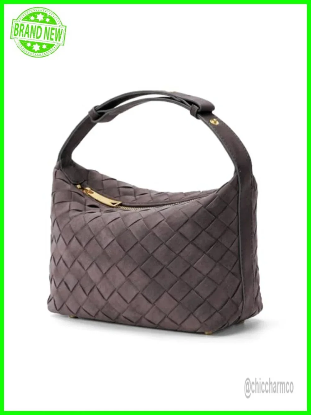 Hand-Woven Faux Suede Hobo Shoulder Bag Adjustable Strap